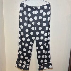 Victoria's Secret Black and White Polka Dot Wide Leg NWT PJ Bottoms XL